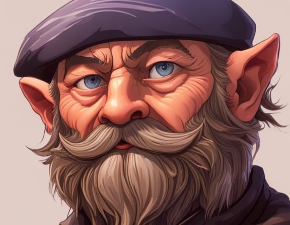 Detailed Elf Man Portrait in Cottagecore Style