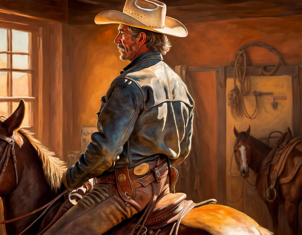 Cowboy on Horseback in the American West