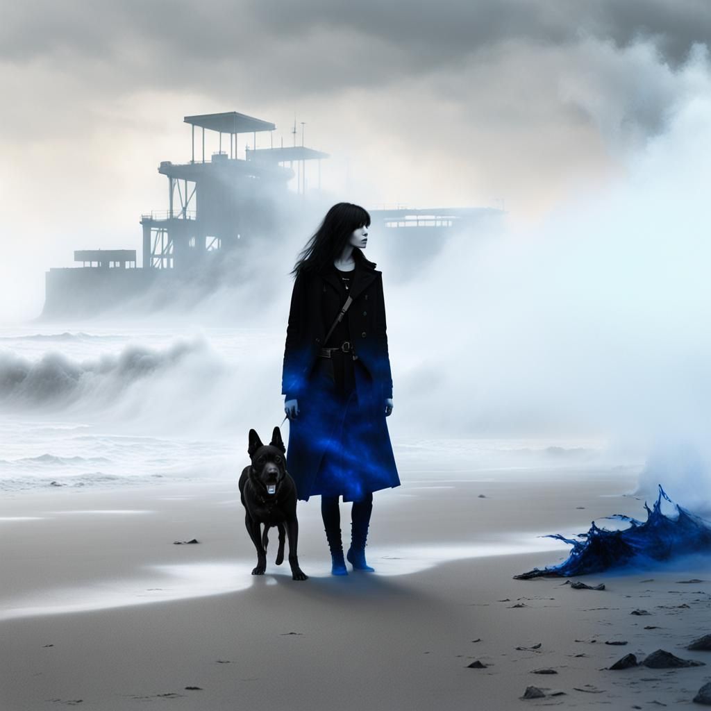 Goth Model in Debris Field, Waterhouse-Style Lighting