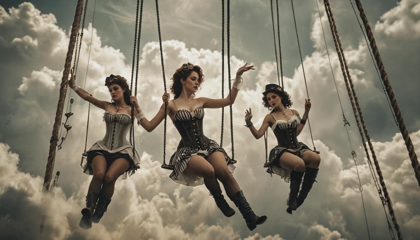 Steampunk Trapeze Artists in Cloud Arena