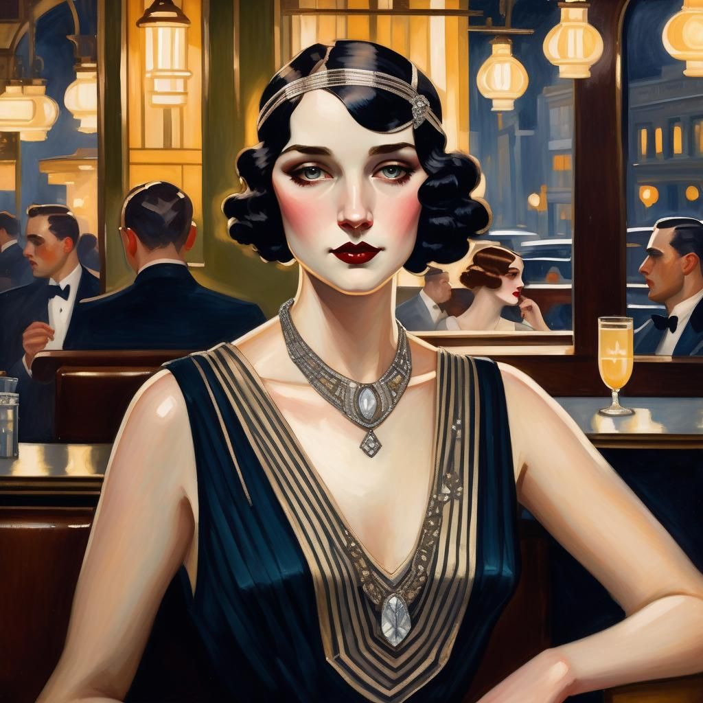 Captivating 1920s Portrait in Art Deco Style