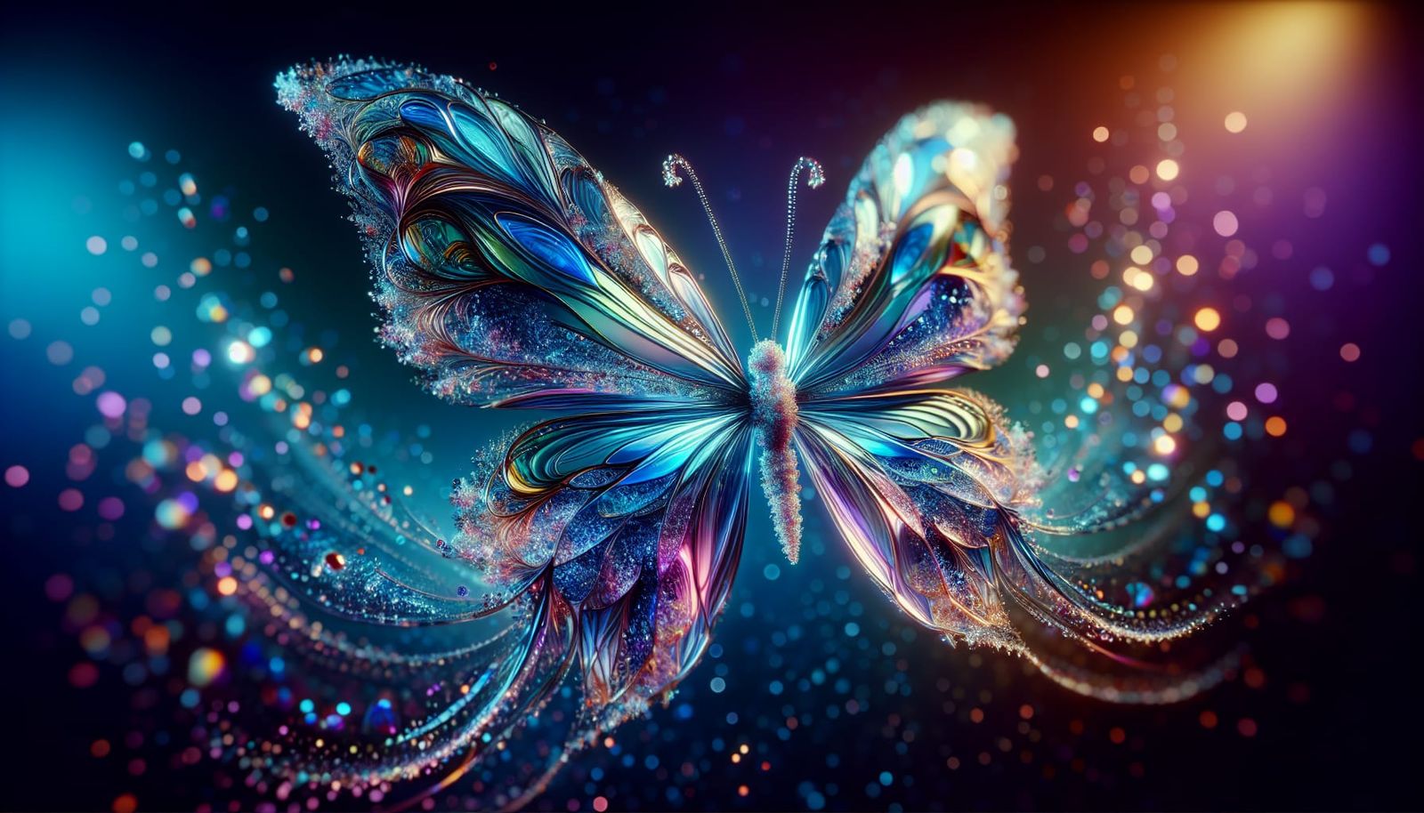 Elegant Glass Butterfly in Surreal Digital Art