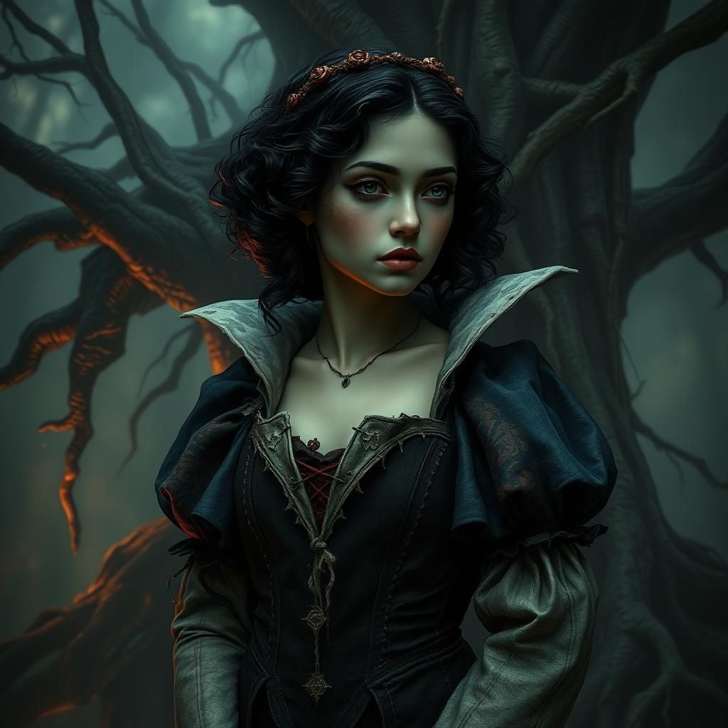Eerie Dark Snow White in Horror Fantasy Style