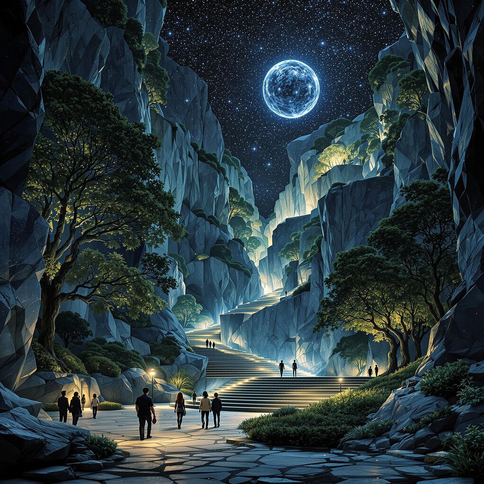 Klimt-Inspired Sci-Fi Marble Quarry Park