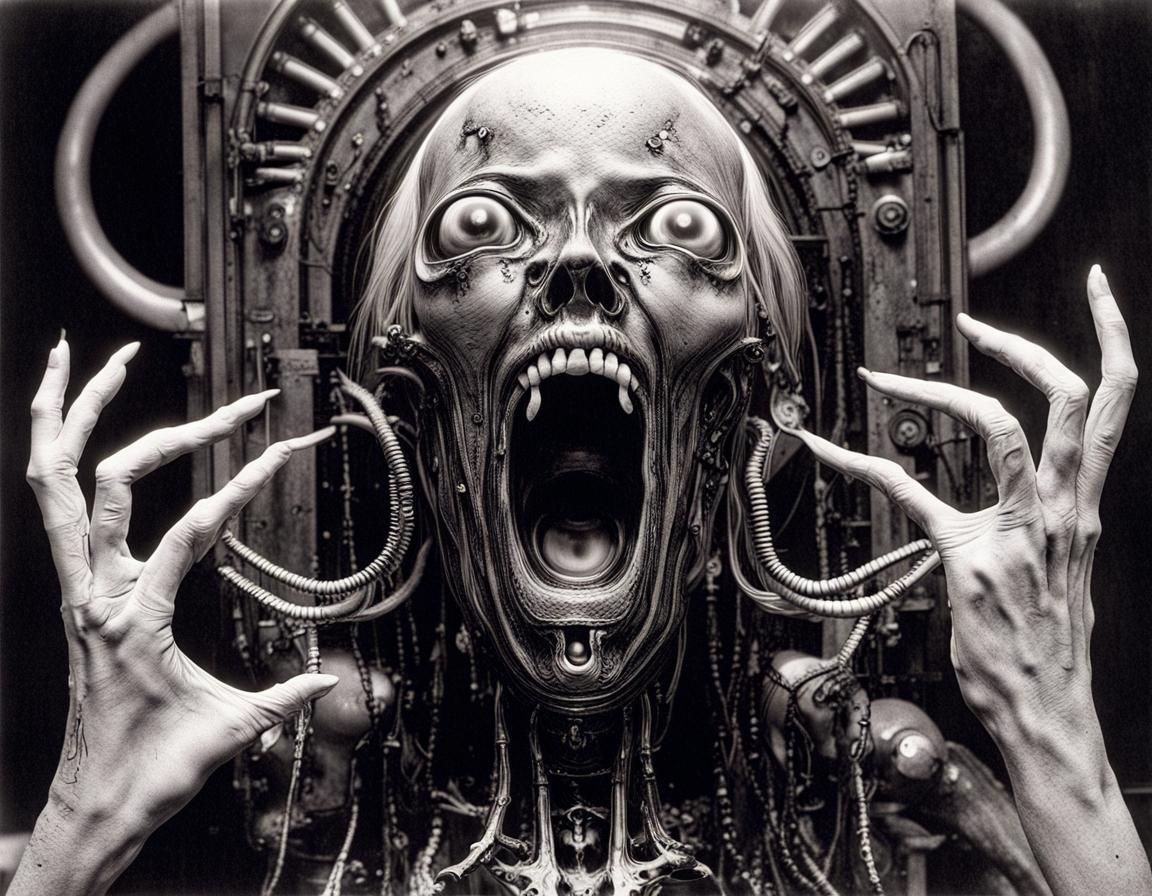 Victorian Black Magic Ritual in HR Giger Style