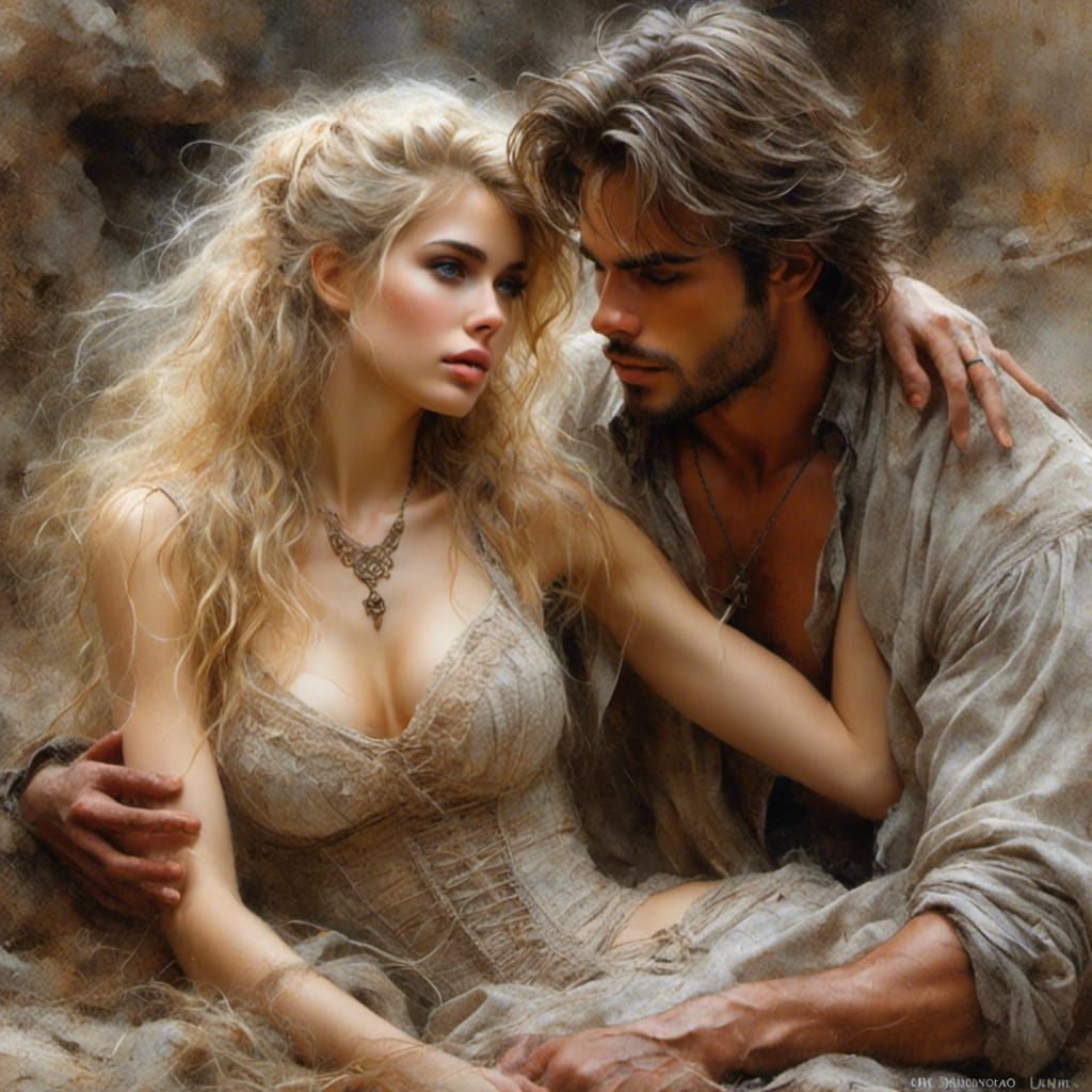 Detailed Portrait of Woman and Man in Hyperrealism Style