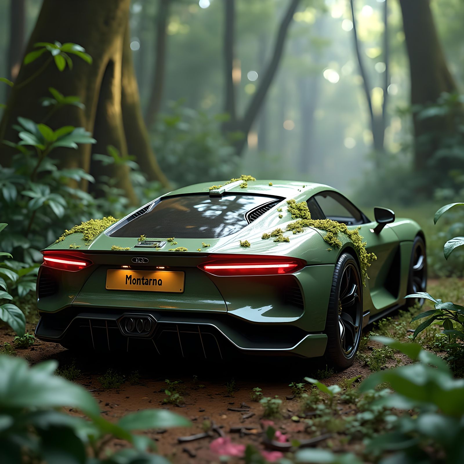 Montana License Plate in Jungle, Detailed Fantasy Art