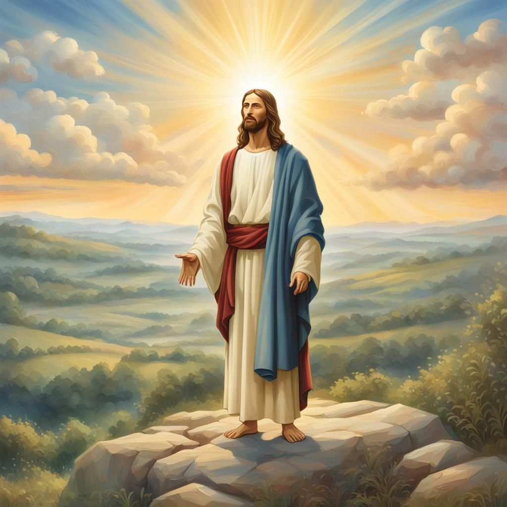 Serene Jesus Christ in Radiant Sky