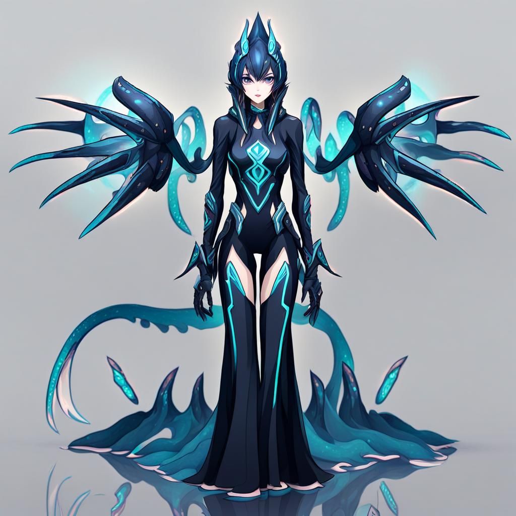 Monster Girl with Tentacles in Light Hot Style