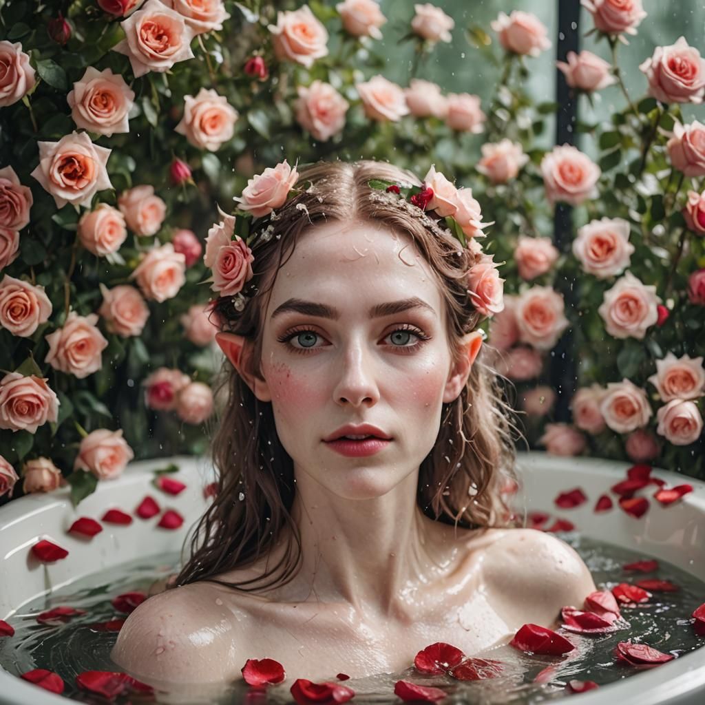 Elven beauty in a bath of roses ❤🌹