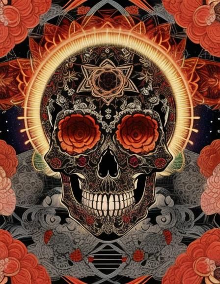 Skull: Scientific Illustration in Ukiyo-e Style