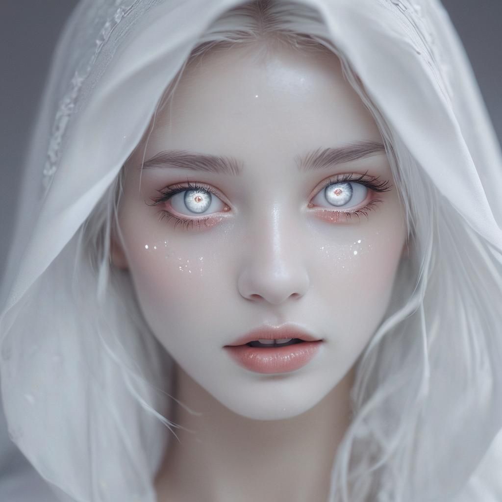 Ethereal Figure with Glowing White Eyes