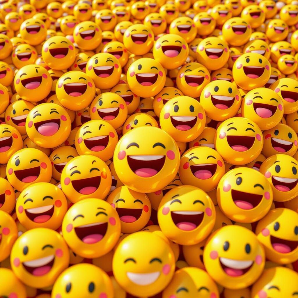 Joyful Mosaic of Smiling Emoticons in Vibrant Digital Art