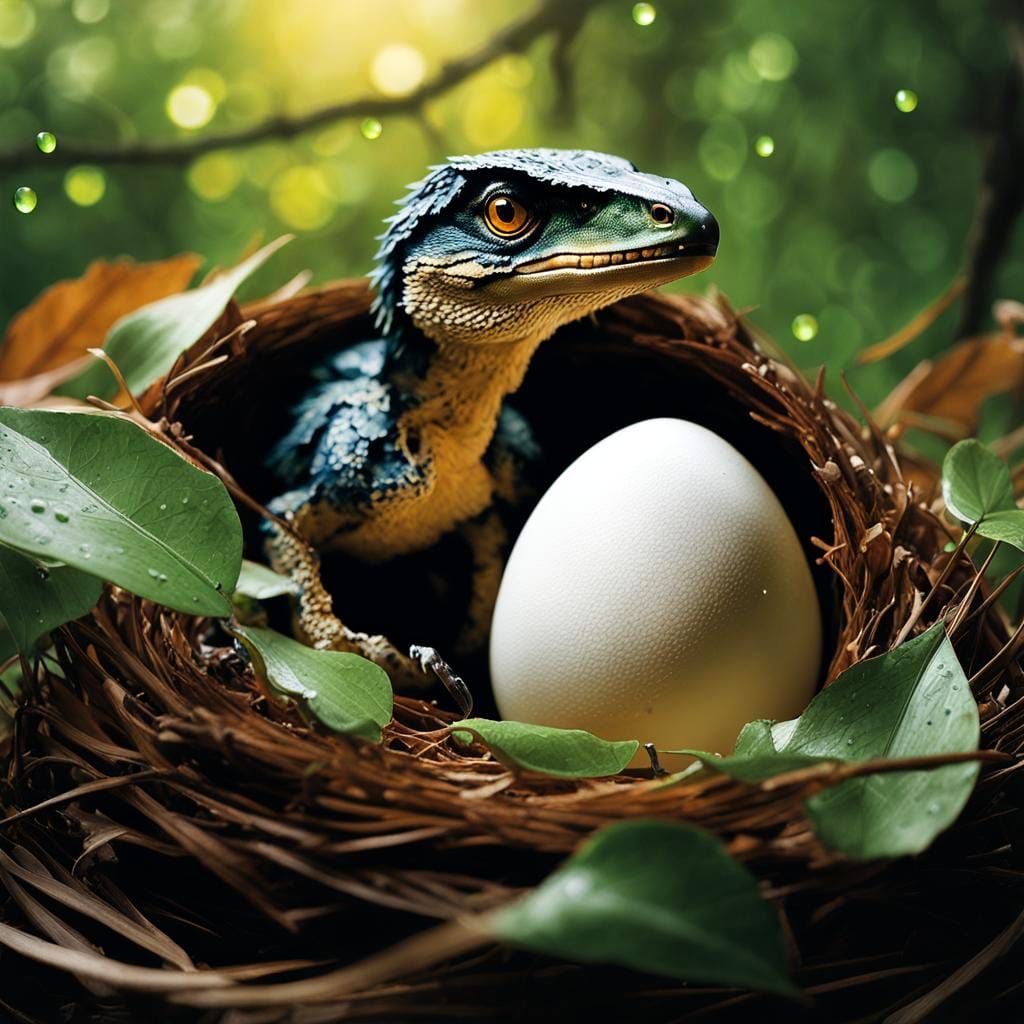 Ancient Jungle Scene with Curious Velociraptor