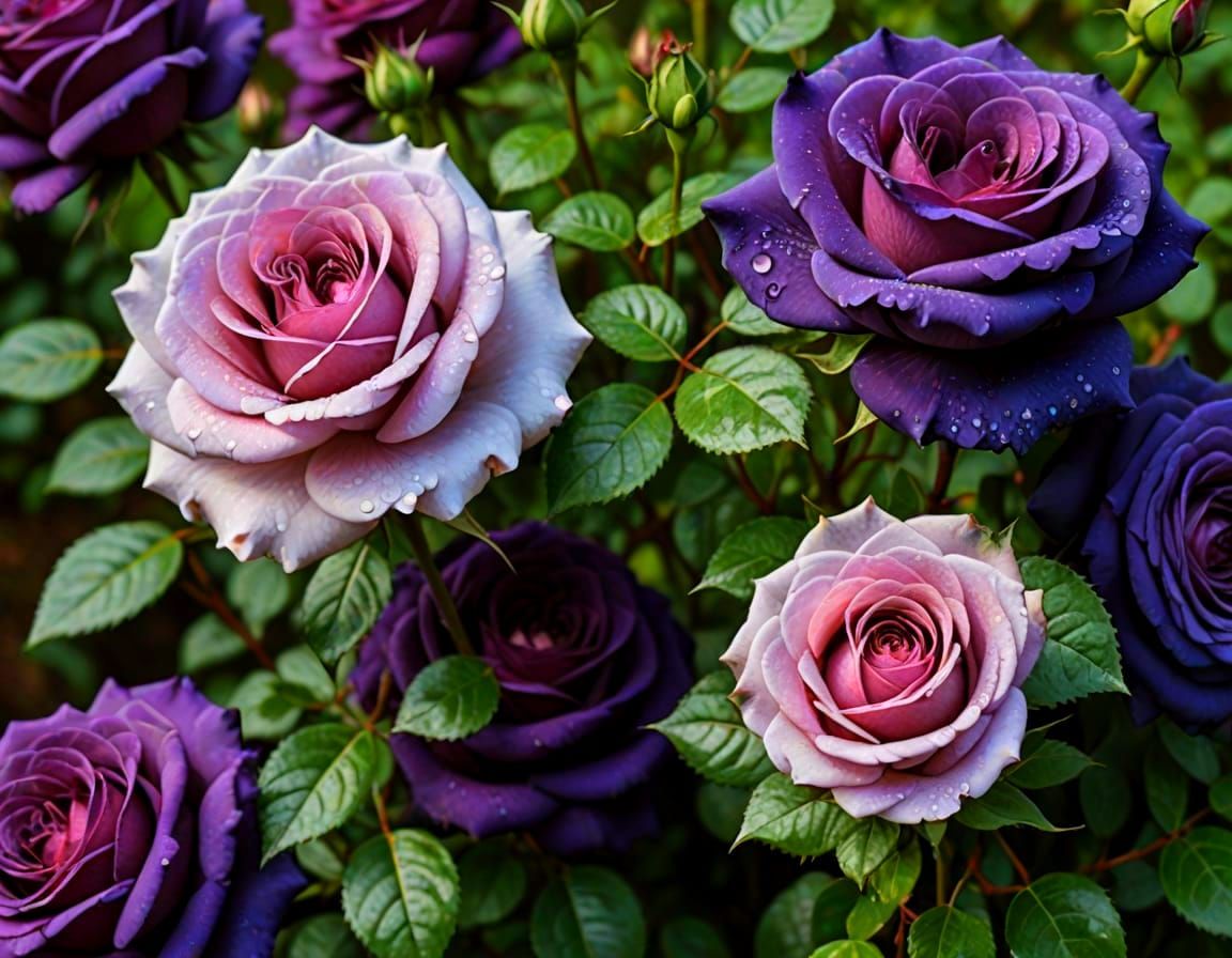 Lavender Roses in a Romantic Old Masters Style