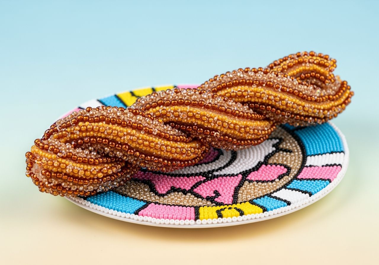 Beaded Churro Sculpture in Pop Art Style
