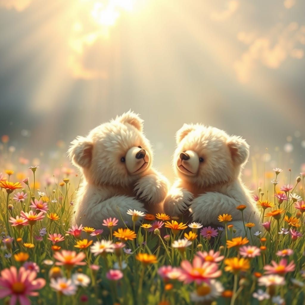 Whimsical Bears in Heavenly Meadow