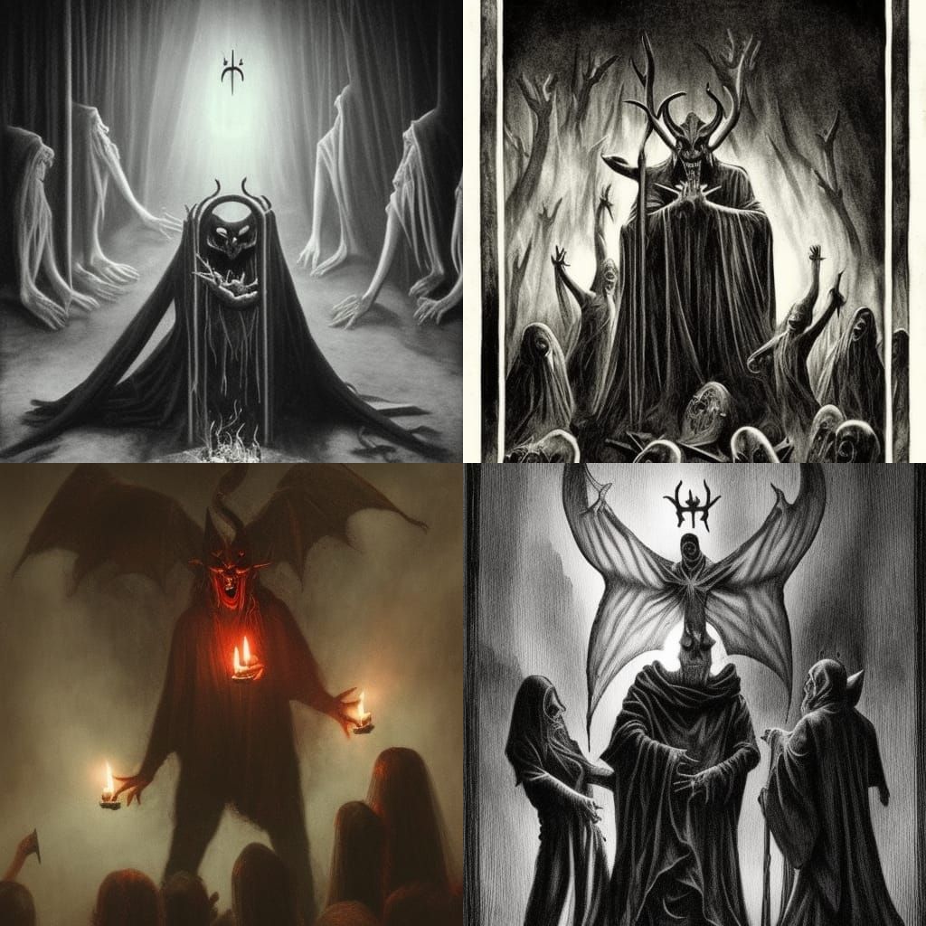 Dark Satanic Ritual in Horror Style
