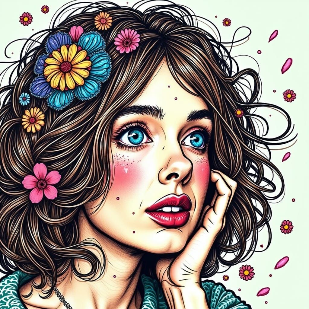 Pastel Portrait of a Young Girl in Awe