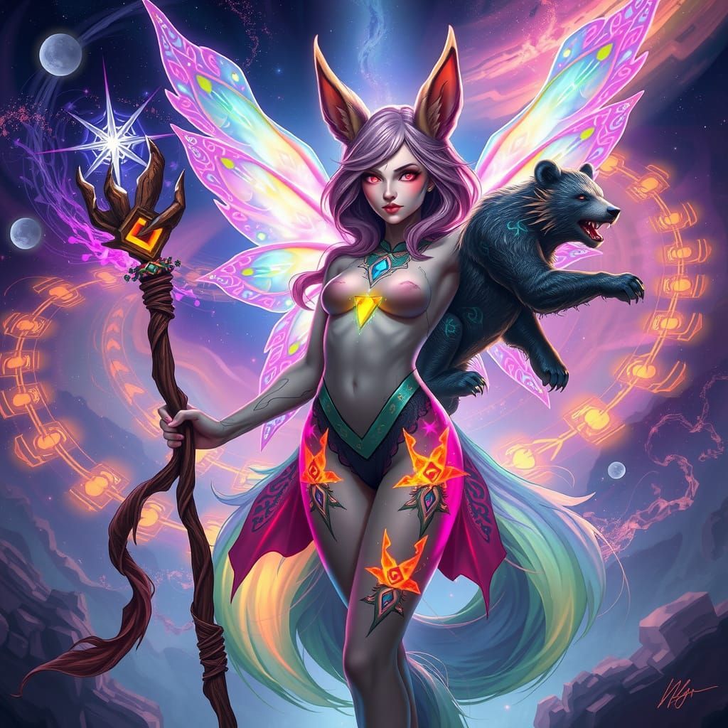 Ethereal Fox Fairy Transcends Reality in Vibrant, Surreal Co...
