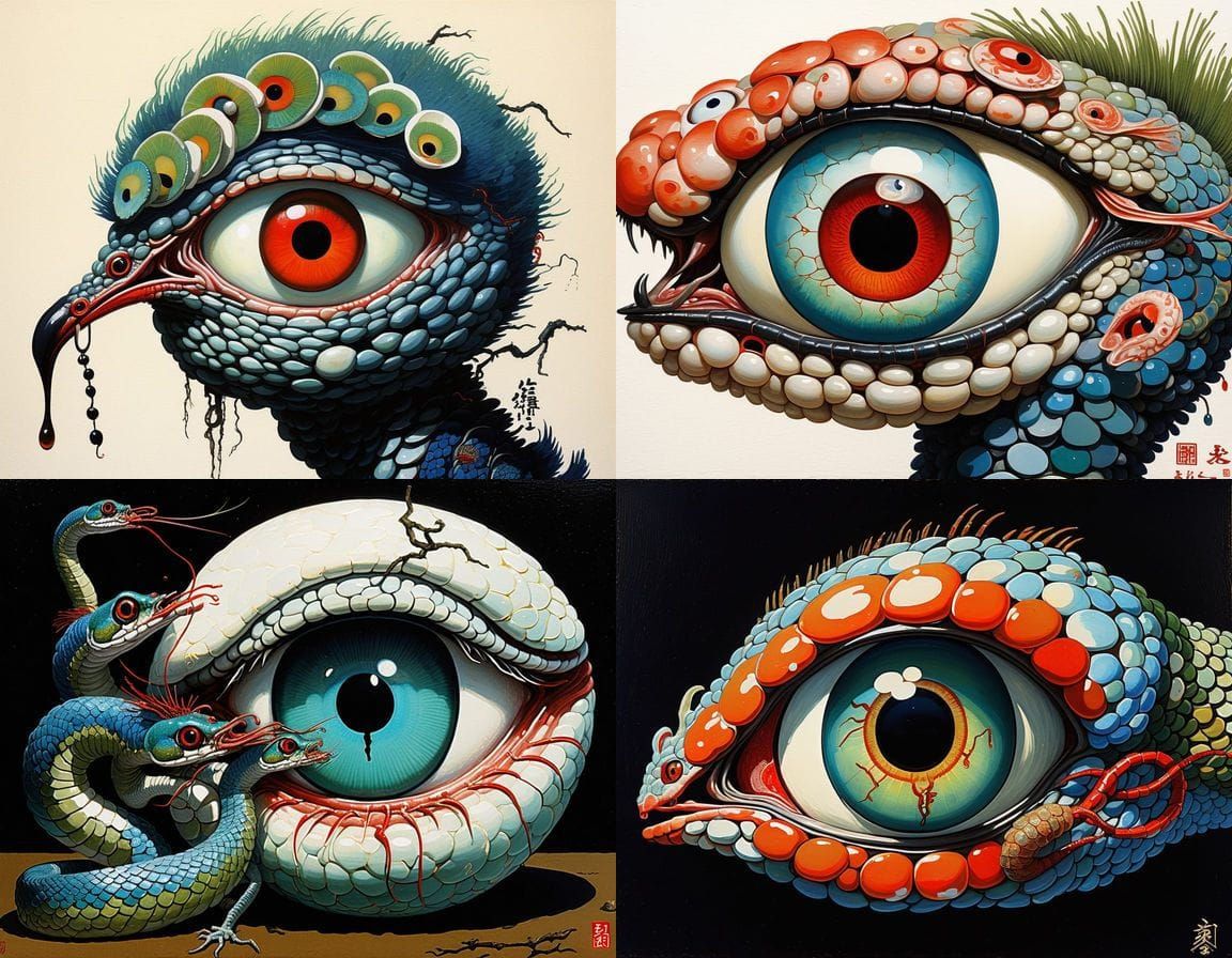 Surreal Mutant Creature in Egon Schiele Oil Painting Style