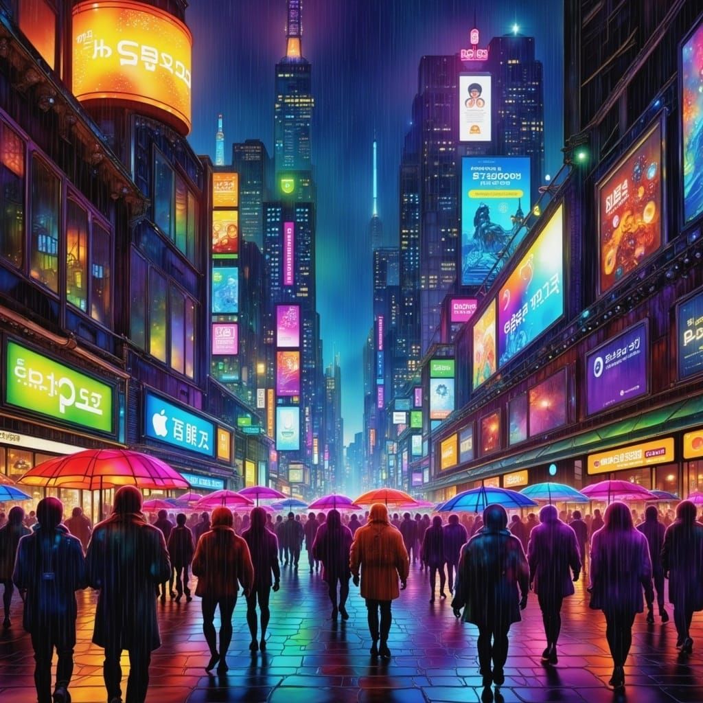 Futuristic Cityscape in Cyberpunk Style