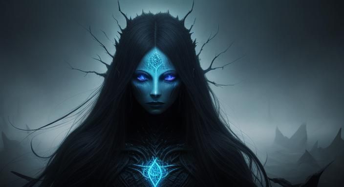 Dark Sorceress Portrait in Dark Fantasy Style
