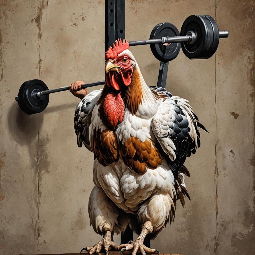 Hyper-Realistic Chicken Crossfit in Digital Art