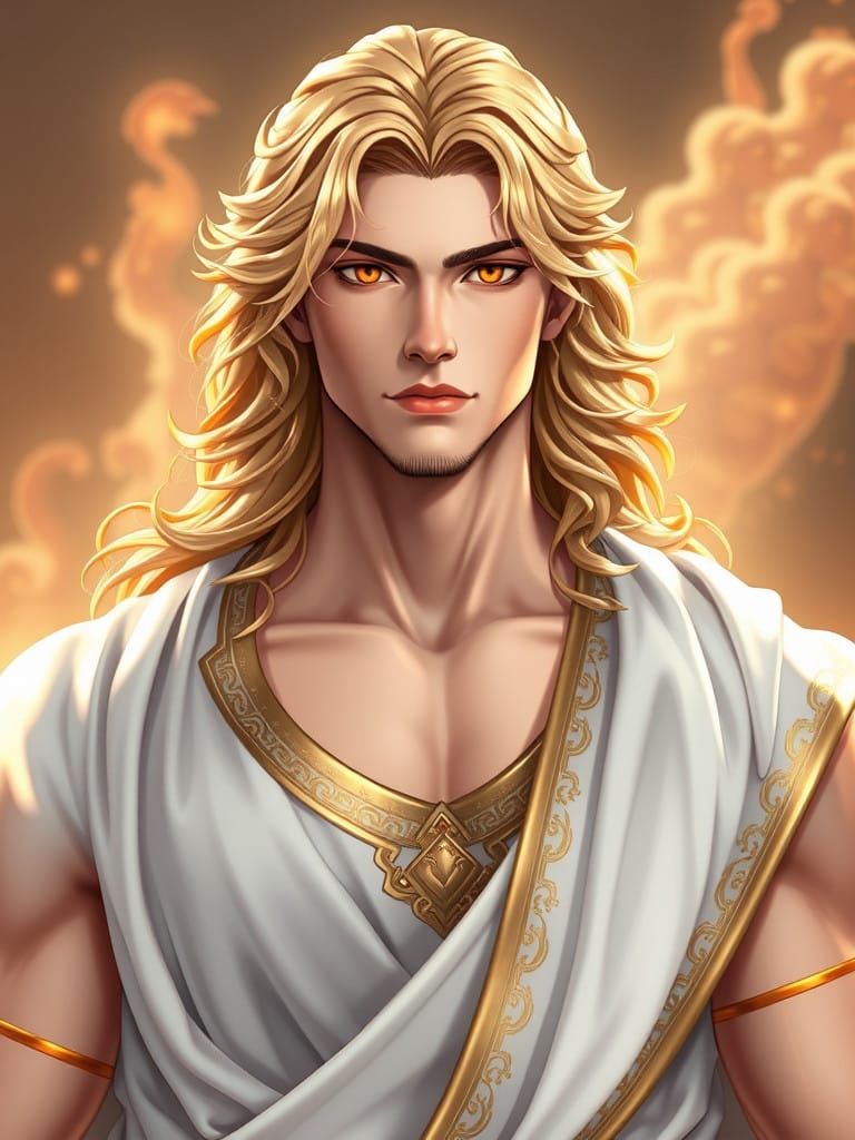 Divine Greek God Apollo with Radiant Golden Hair