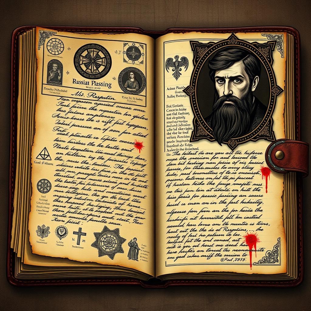 Mystical Diary with Cryptic Symbols in Beksiński Style