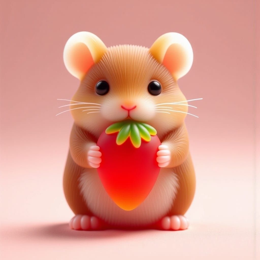 Hamster with Gummy Strawberry