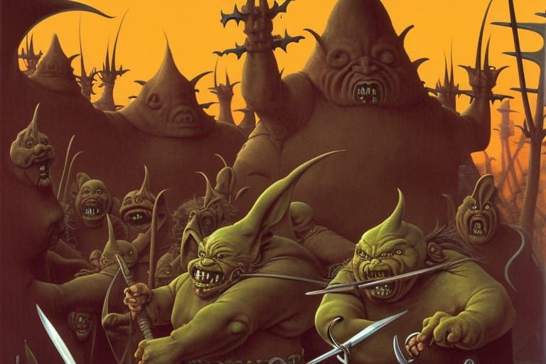 Fat Goblin with Battleaxe in Fantasy Art Style