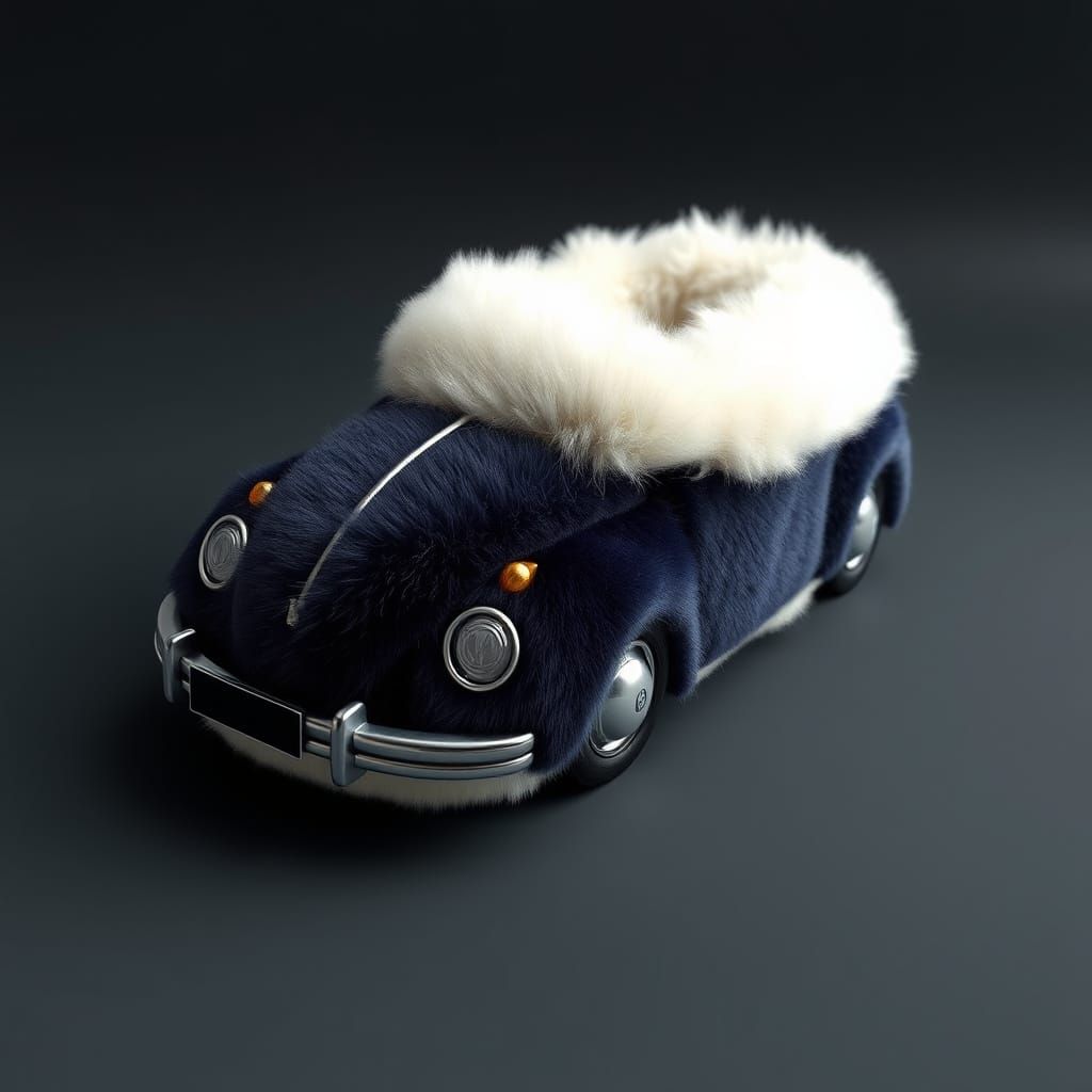 Furry VW Beetle Slipper in 3D