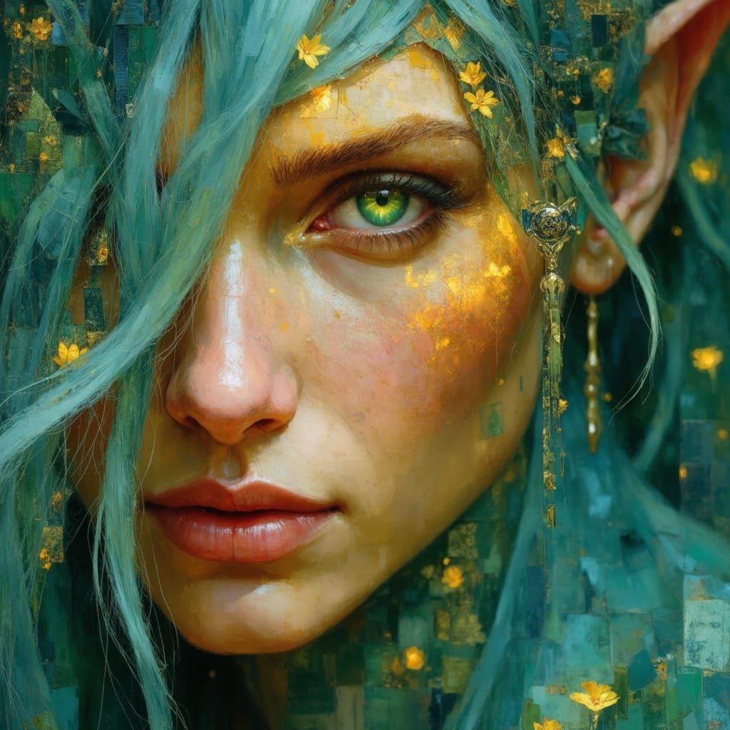 Elven Druid in Enchanted Forest Canopy