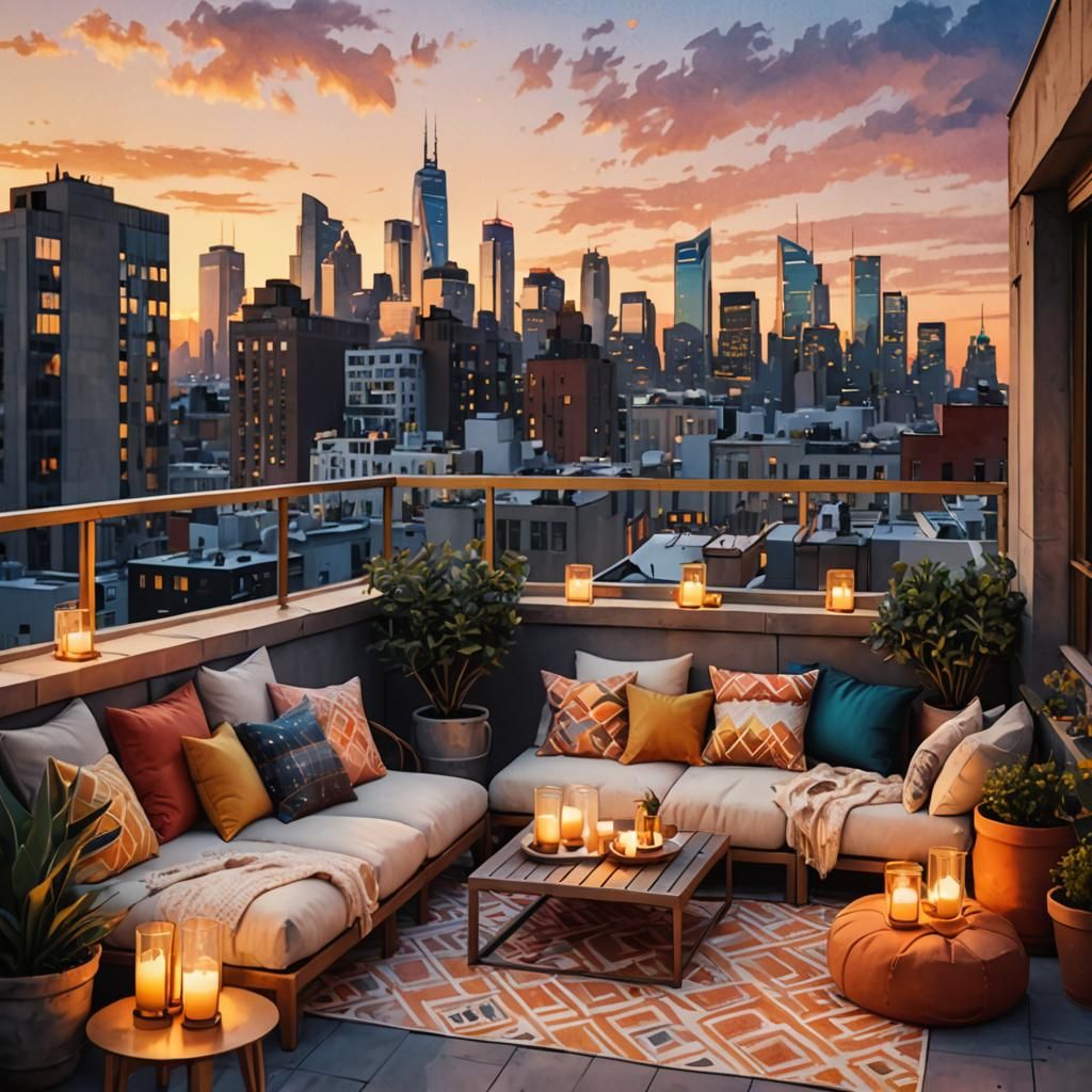 Enchanting Rooftop Terrace Concept Art