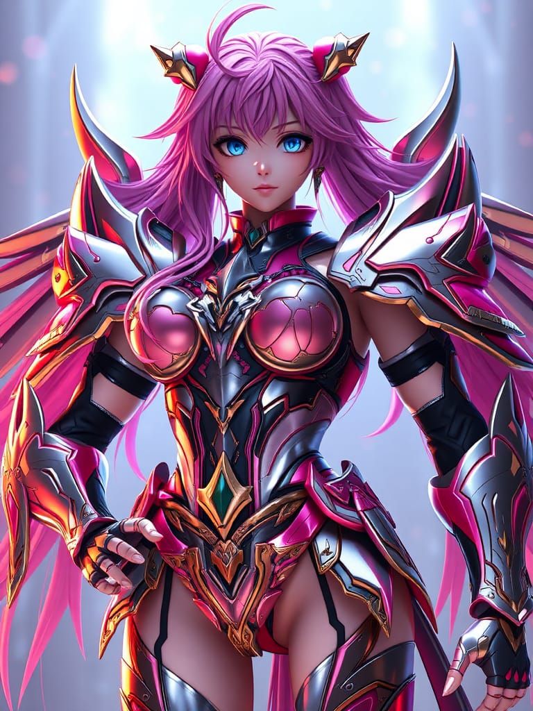 Ladyboy in Saint Seiya Armor: Detailed 3D Anime Art