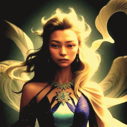 Punk Woman with Rose in Misty Forest