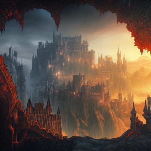 Castlevania Detailed Matte Painting in Deep Color