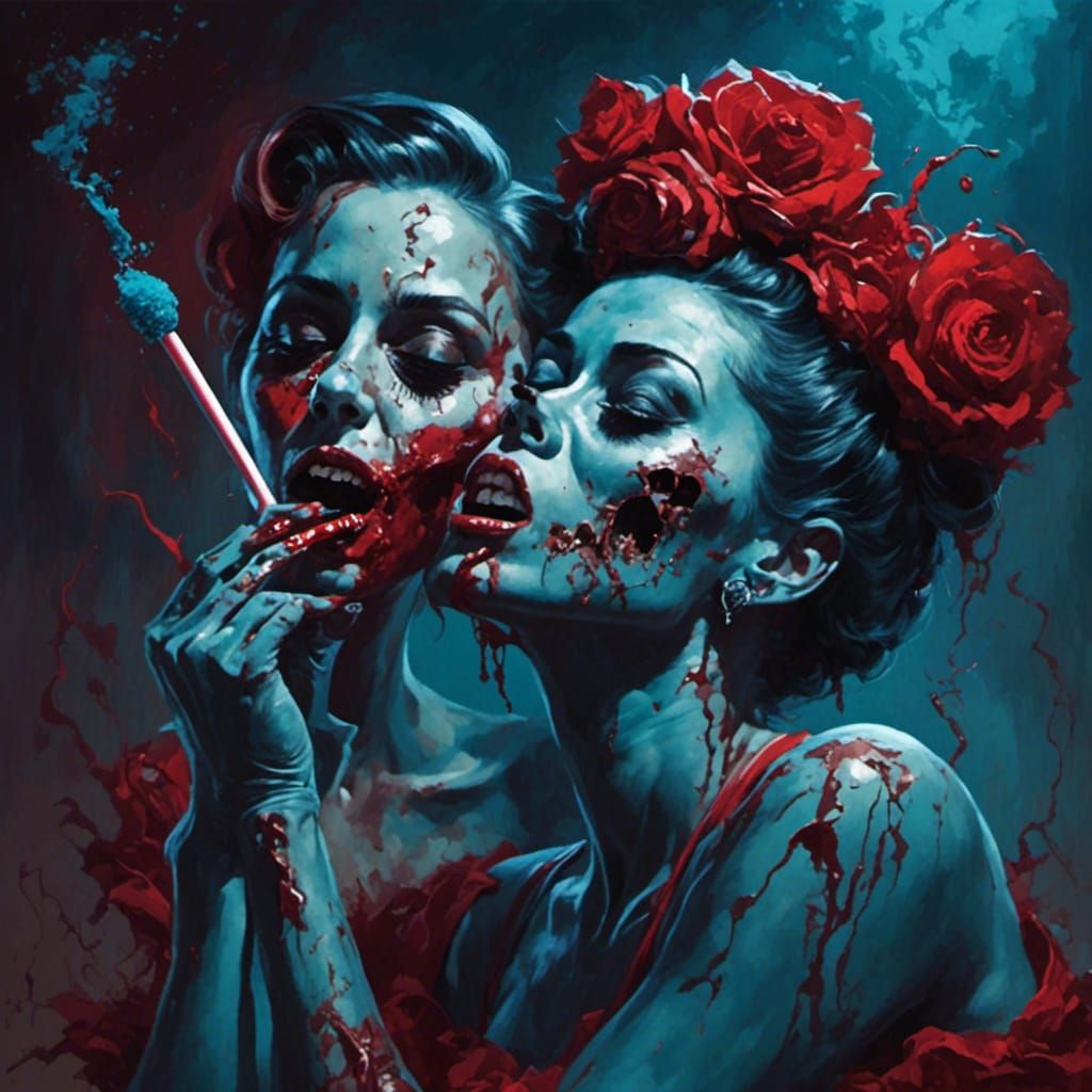 Zombie Snorting Powder in Retro Rockabilly Style