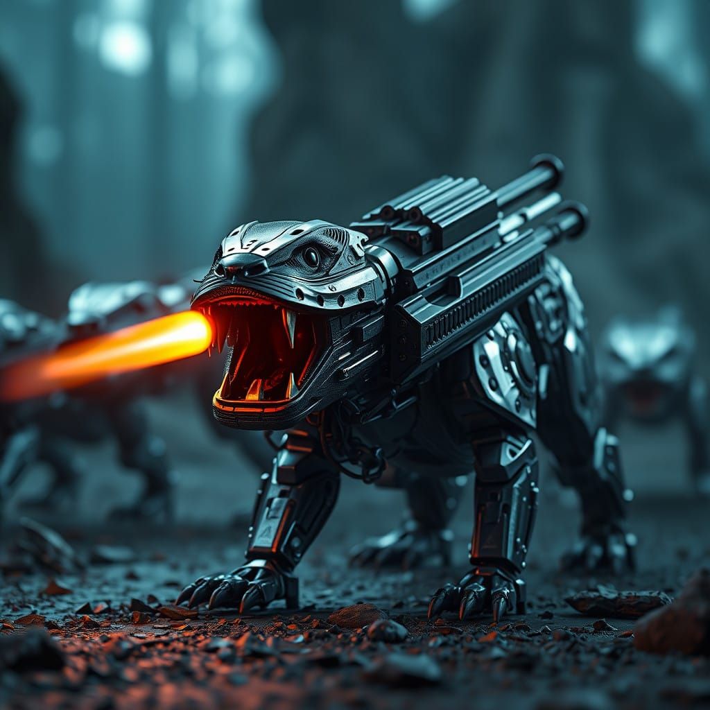 Surreal Mech Battle in a Futuristic Landscape