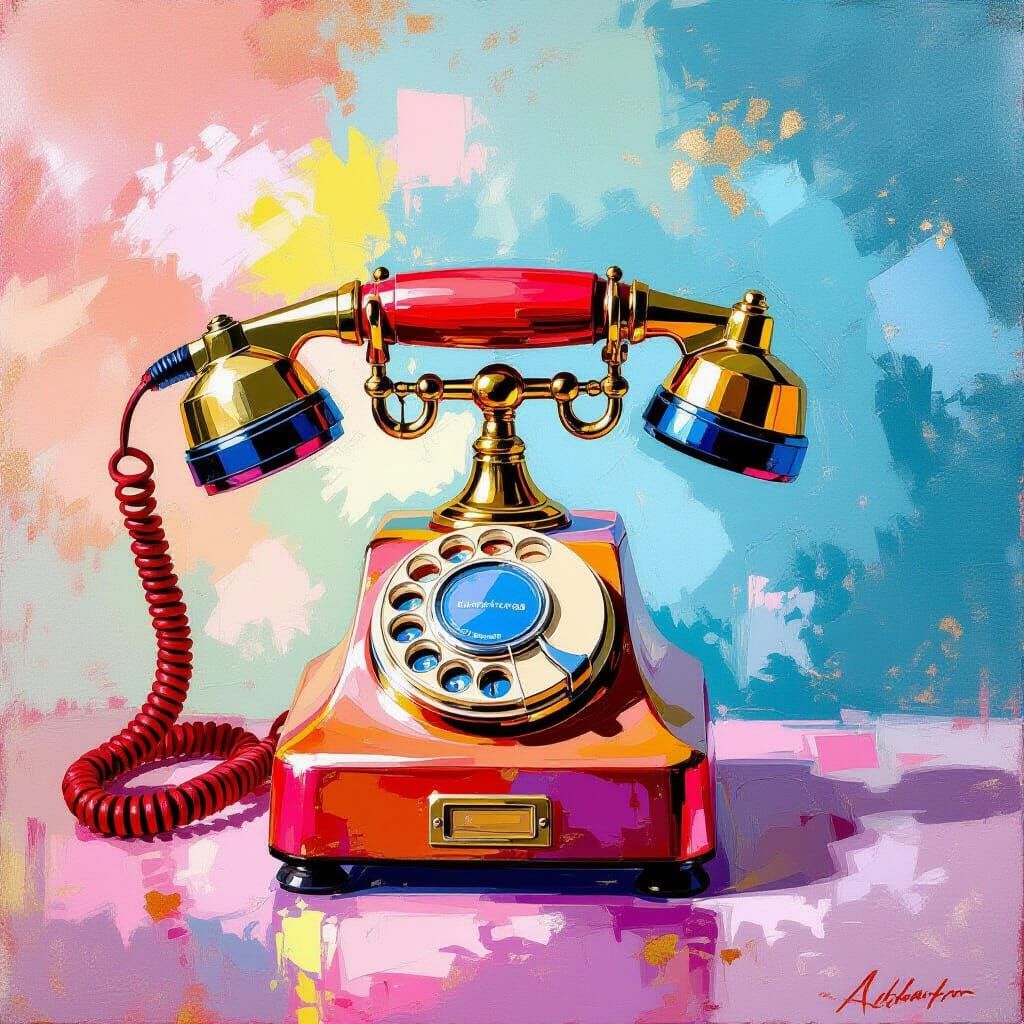 Vintage Telephone in Impressionistic Metamodern Style