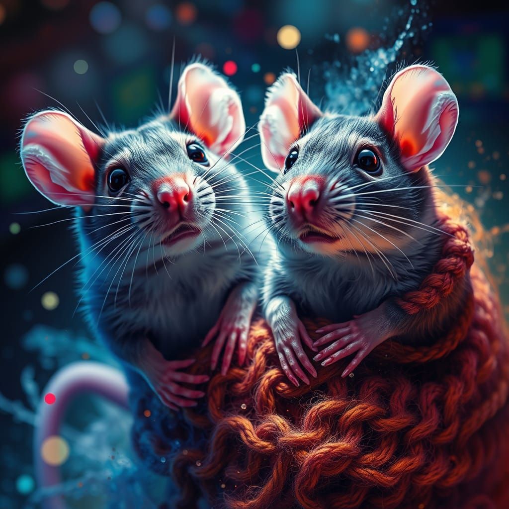 Realistic Rats in a Vibrant Wool Sock
