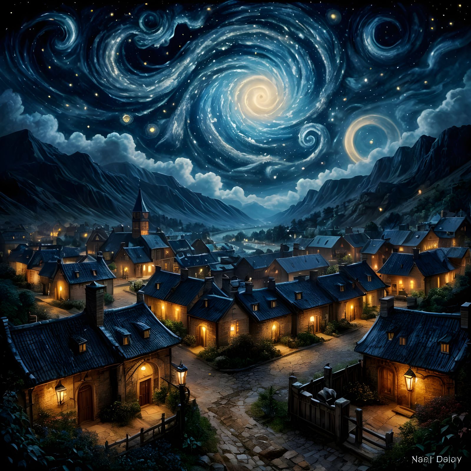 Starry Night Sky in Photorealistic Digital Art