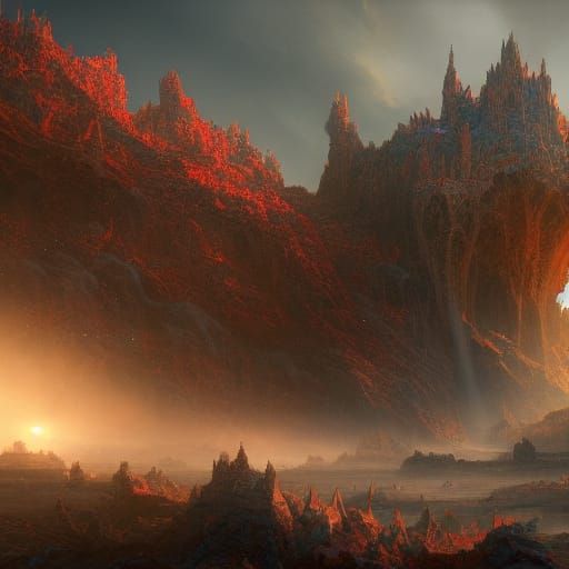 Fantastical Matte Painting in Deep Color, 8K