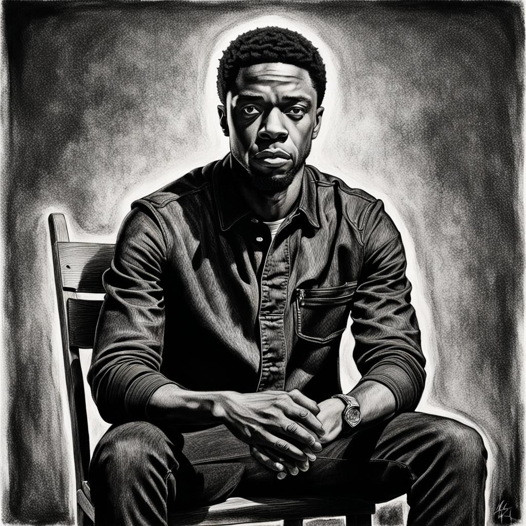 Hyper-Realistic Charcoal Portrait of Chadwick Boseman