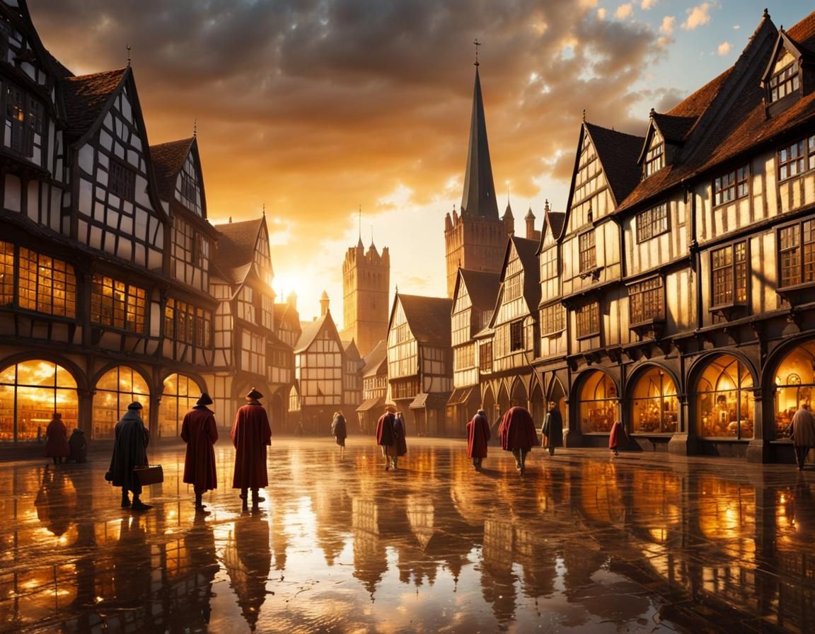 Medieval City Square in Turner Style