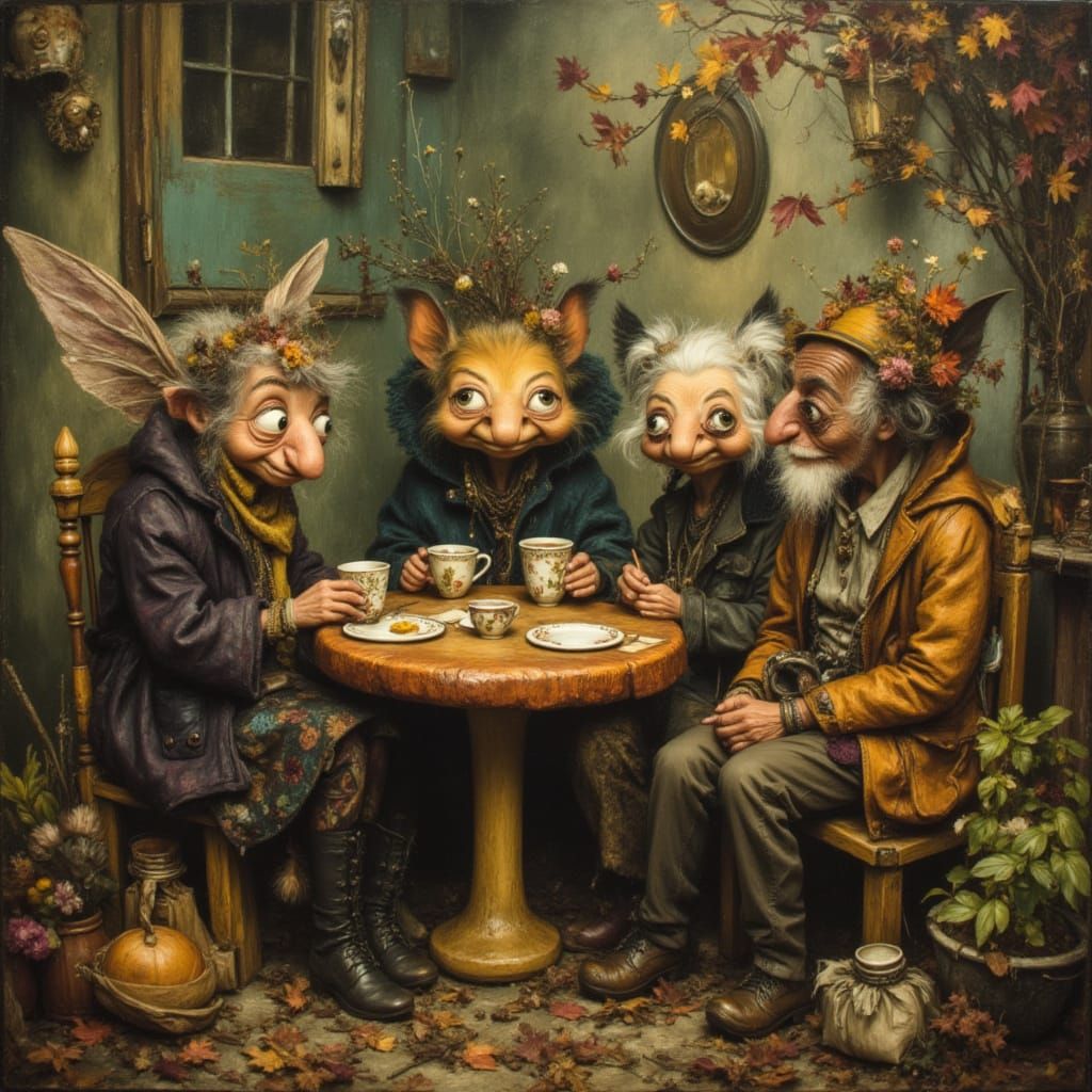 Beautiful Fae Enjoy Coffee in Enchanted Cafe
