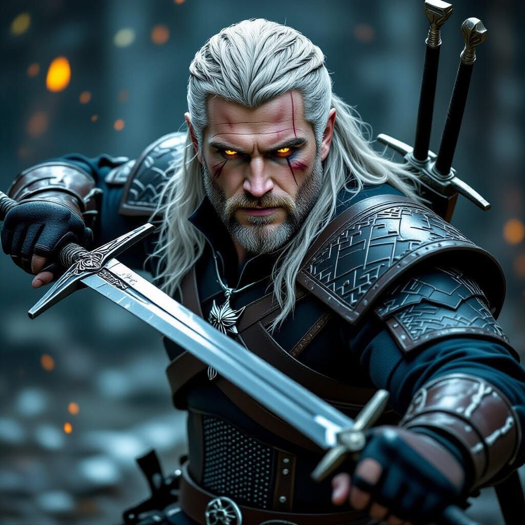 Fantasy Warrior in Battle: Digital Art in Dark Style