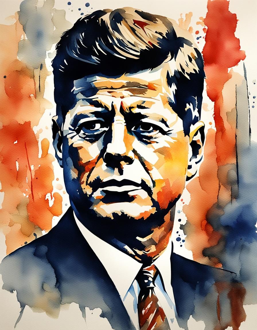 John F Kennedy Portrait in Art Deco Style