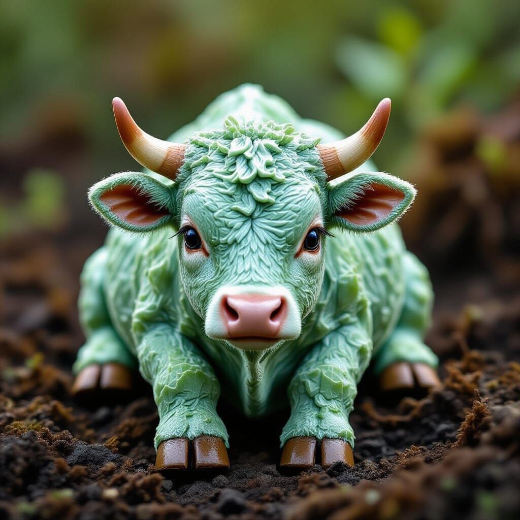 Vesuvianite Cow: AI-Generated Stone Creature